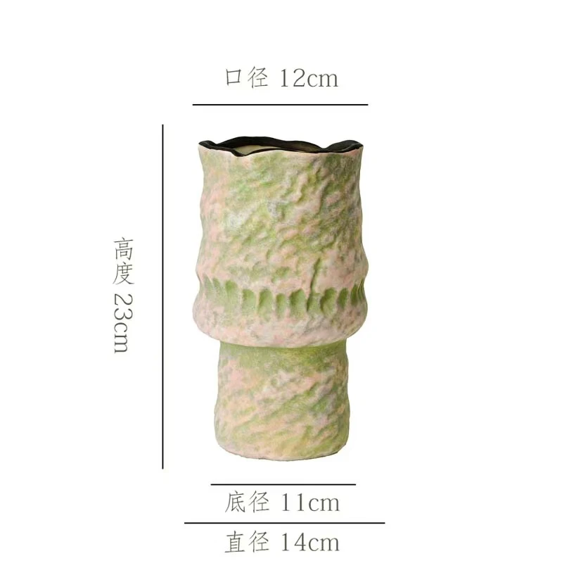 【苔点绿-褶皱花瓶】无孔水培桌面陶瓷花瓶干花鲜花客厅插花摆件