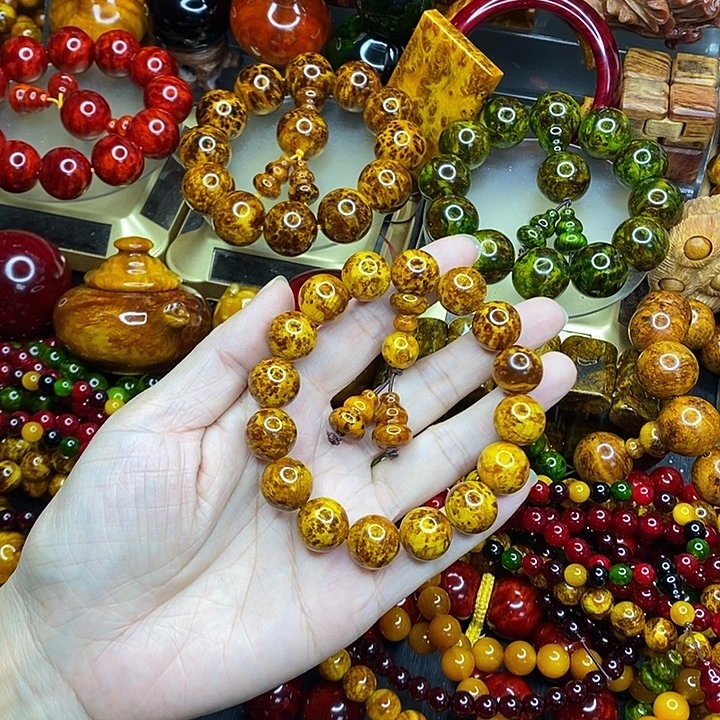 松木琥珀木文玩手串