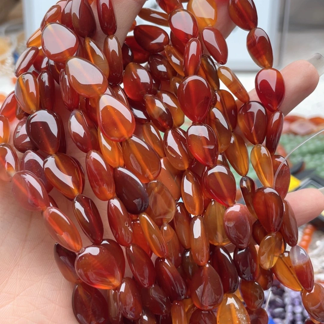 玛瑙/玉髓合金珠宝半成品一条装10*14红玛瑙水滴散珠