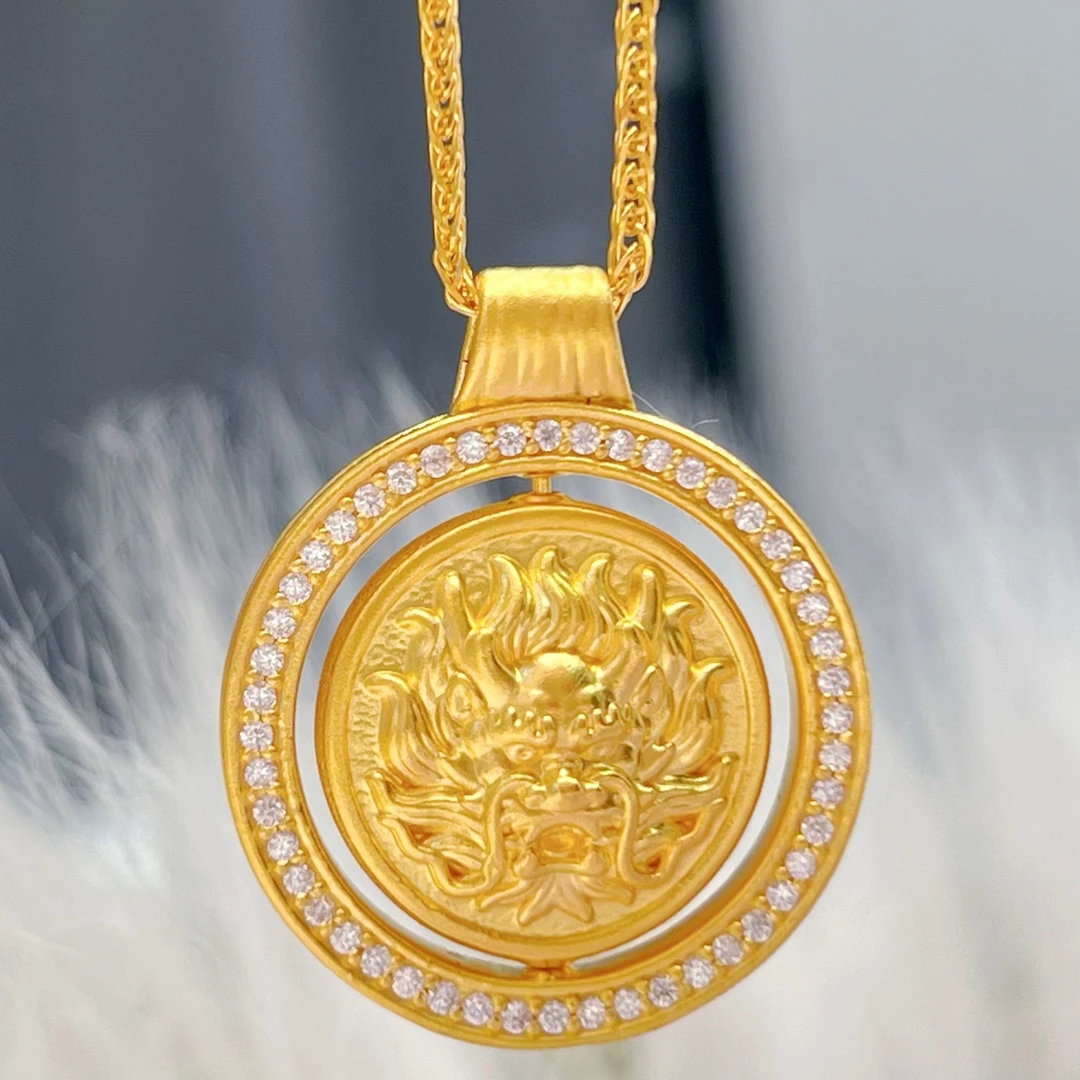 【水贝黄金】999足金5G黄金至尊金龙转动罗盘X300