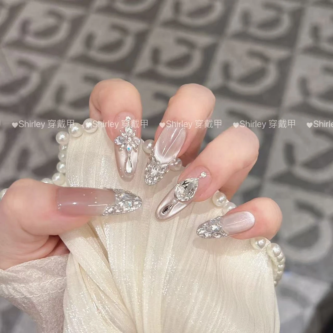 【月光银箔】手工穿戴甲10片装可拆卸宠粉爆款气质美甲