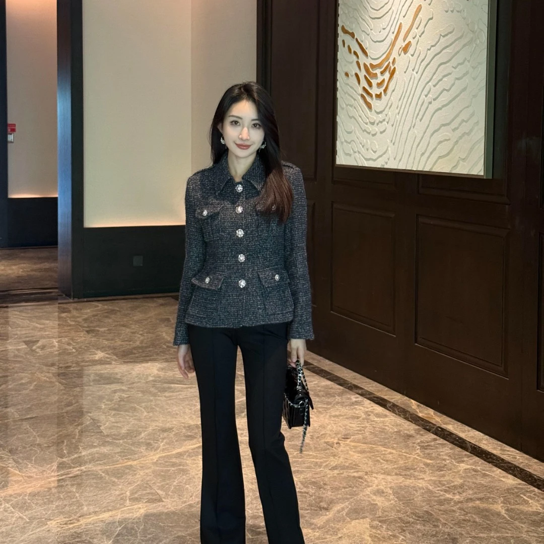 敏敏【珊瑚梦境】重工翻领小香风外套女2025秋季新款气质显瘦上衣