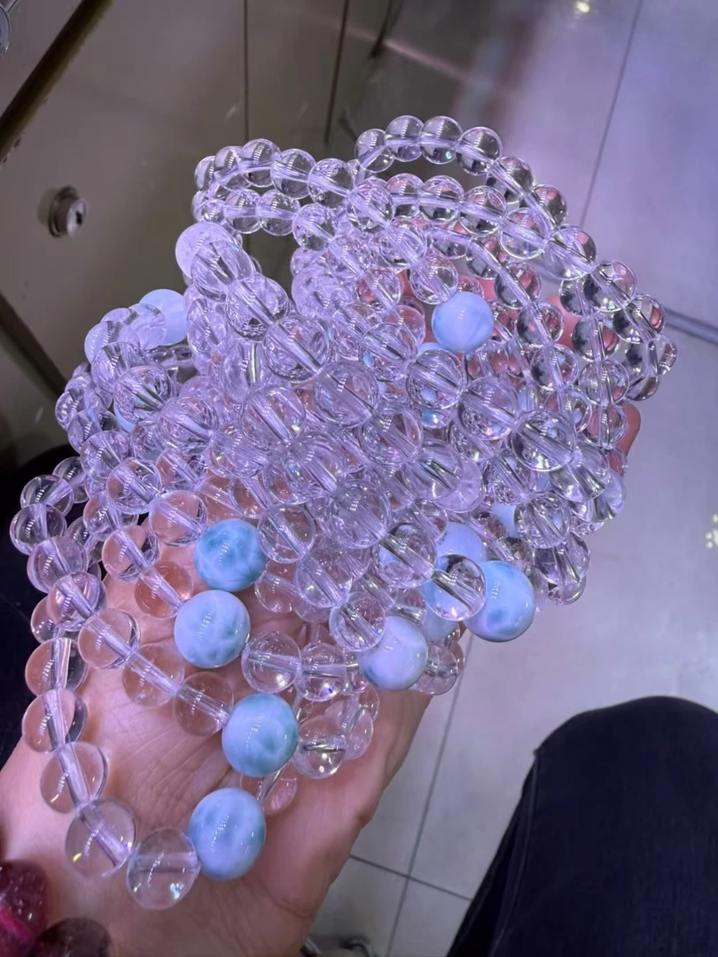 明星同款白水晶海纹石