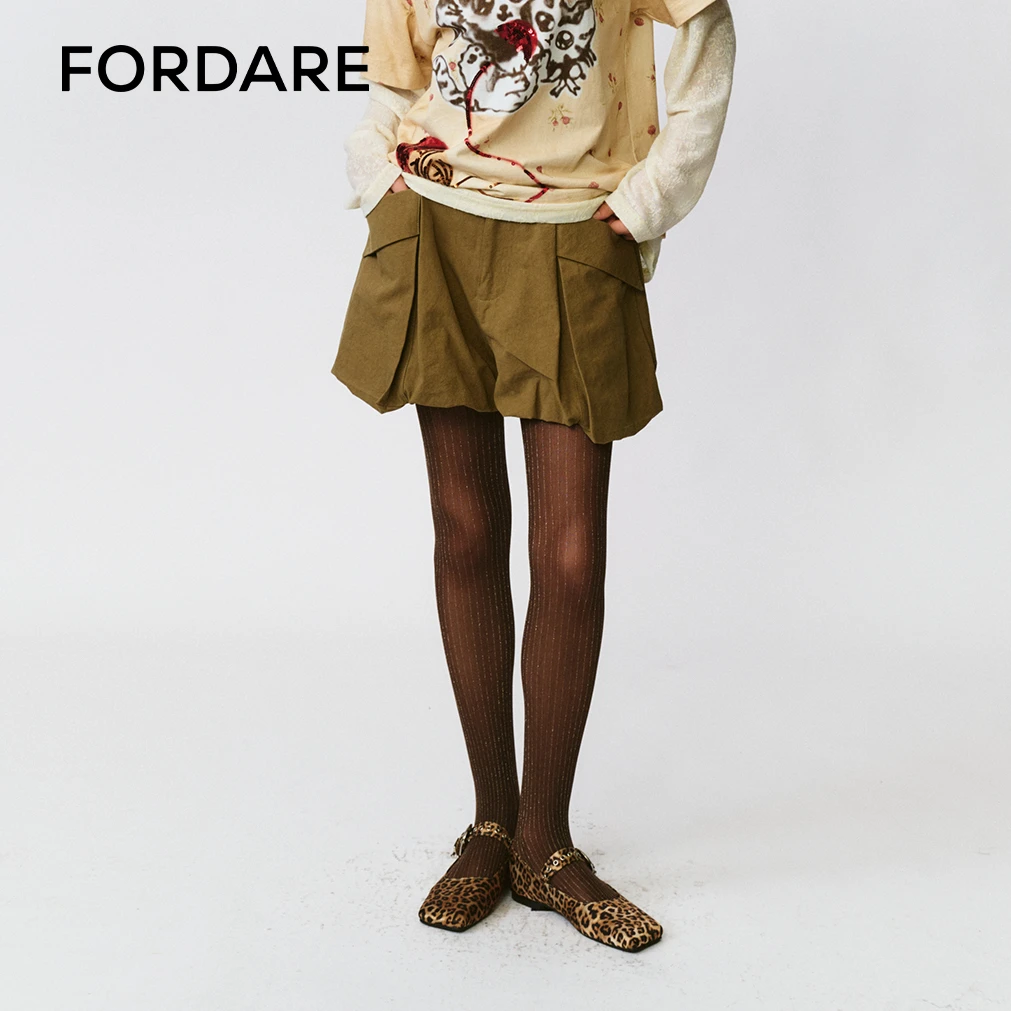 FORDARE福蝶 25夏季新品 工装大口袋花苞短裤休闲女士时尚5571