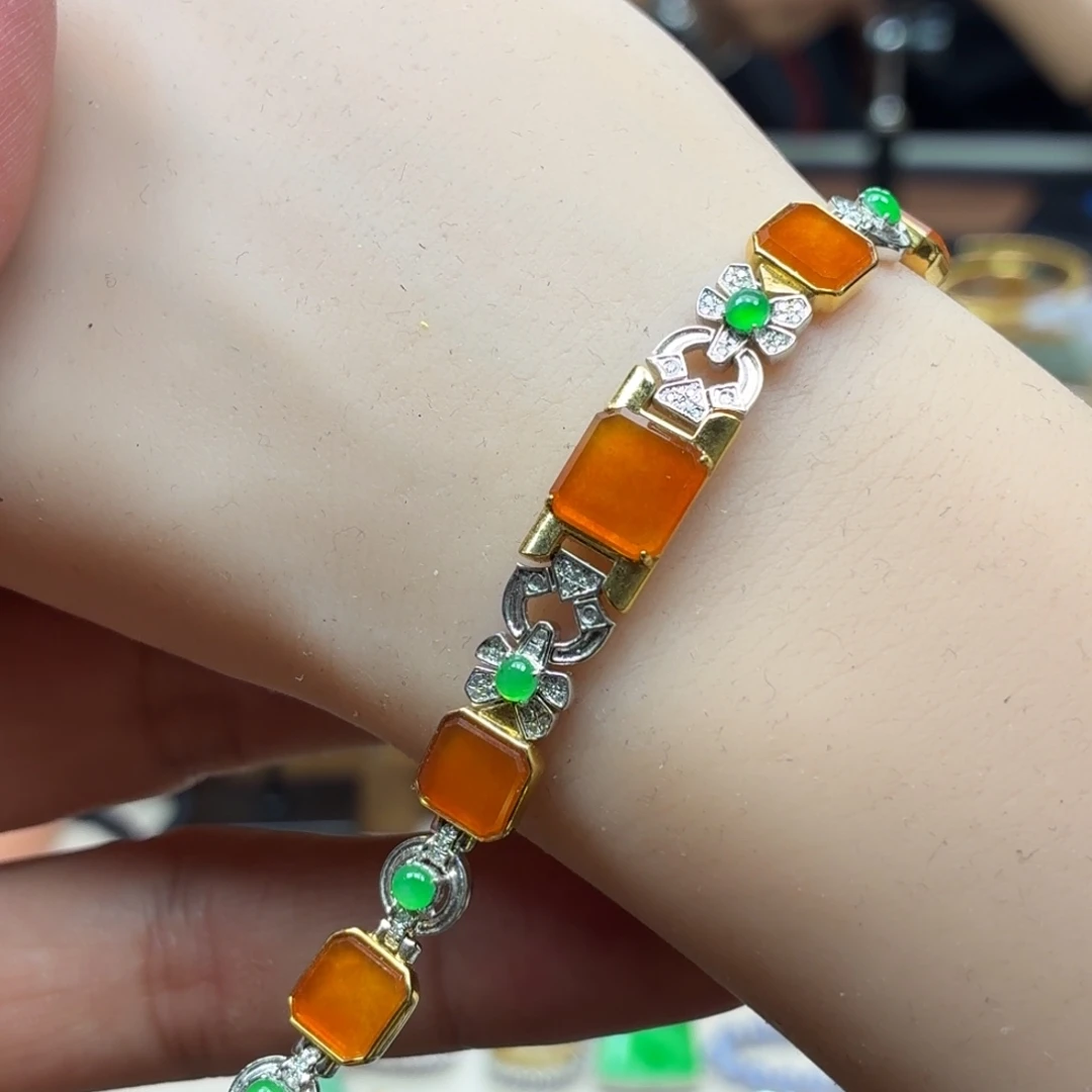 翡翠18K金镶嵌手链