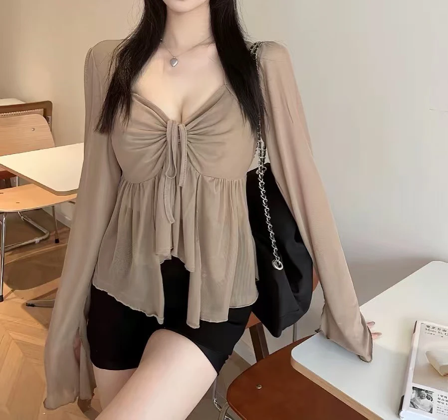 大码女装韩版纯欲风性感不规则时尚百搭显瘦小衫气质设计感5283
