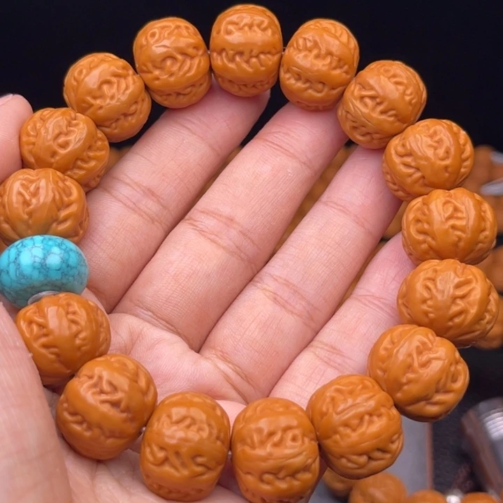 猴头核桃吊坠18麻花串绿