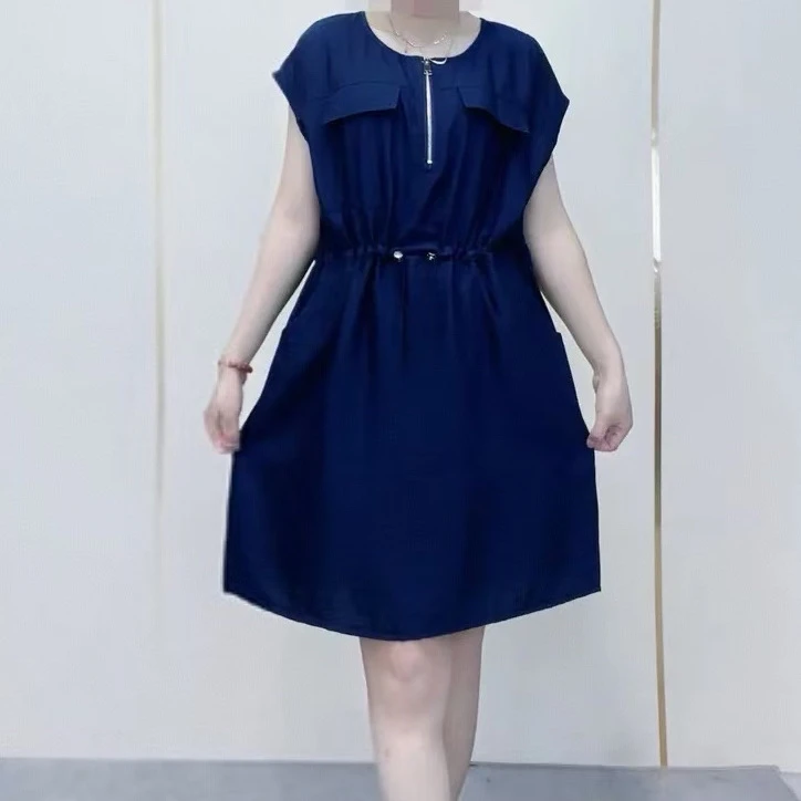 98096-2025年夏季新款时尚洋气系带收腰显瘦百搭连衣裙