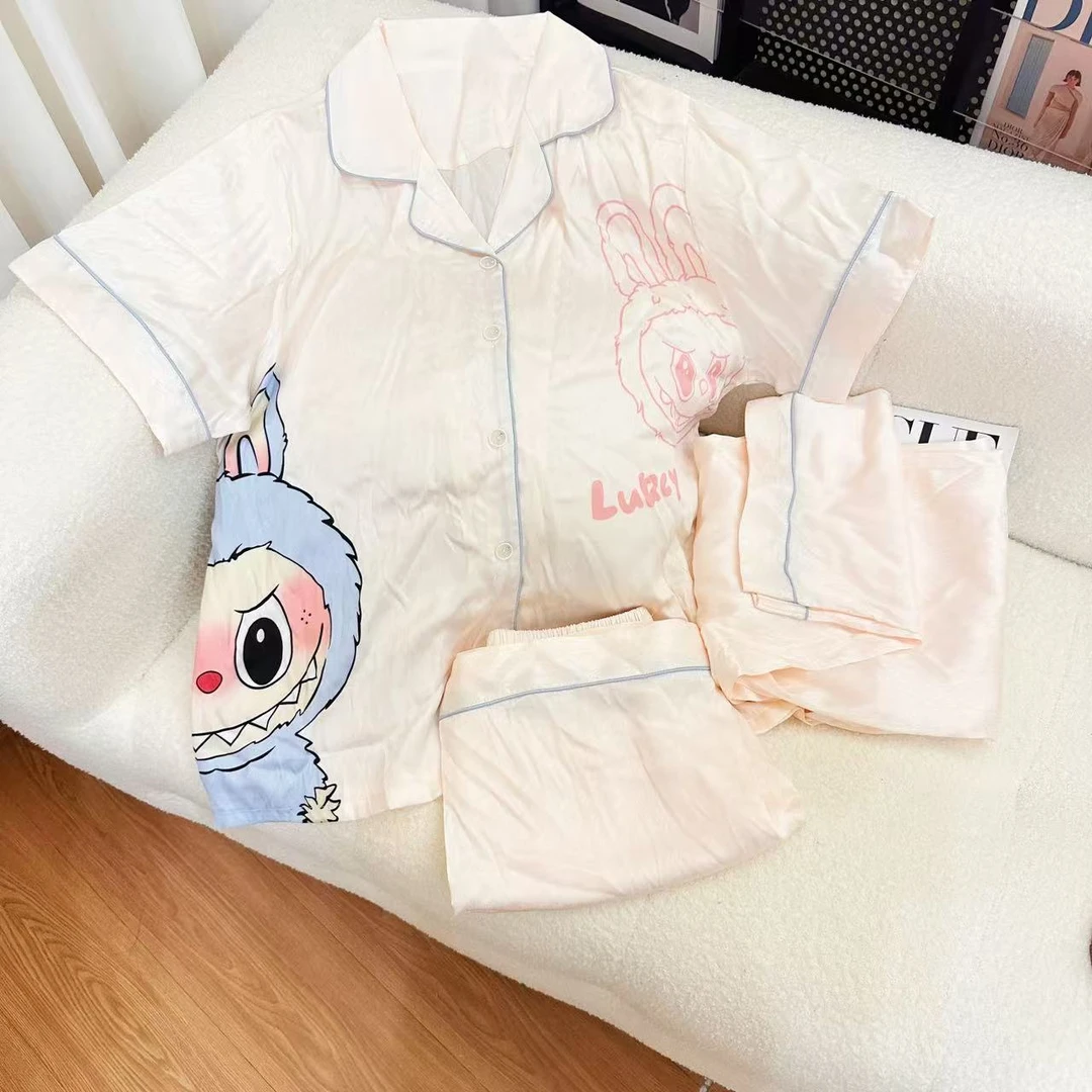 太妃糖糖|夏季冰雪丝女士睡衣胖mm加大加宽大码家居服套装