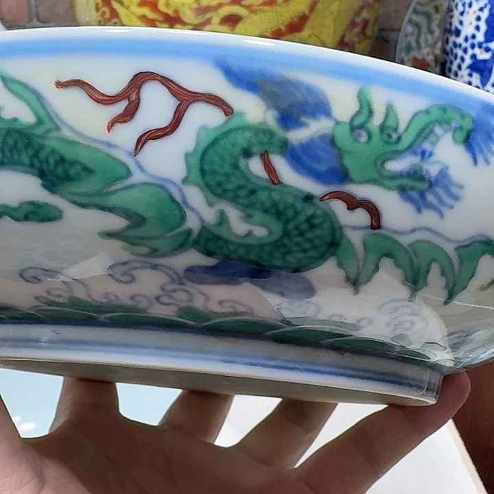 瓷片0**5青花斗彩盘子