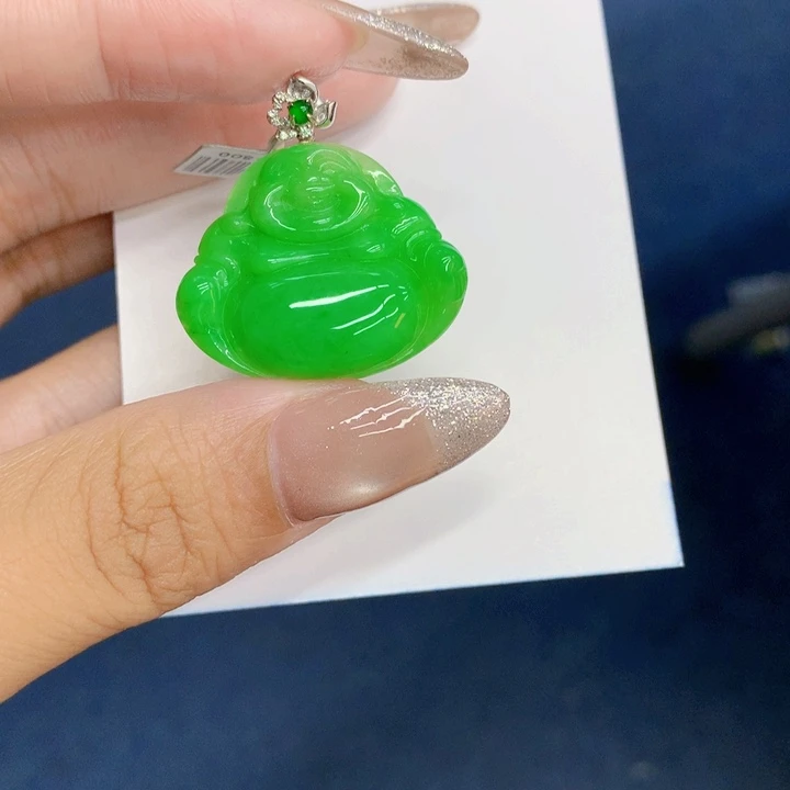 颈饰18K金镶嵌翡翠用****天然翡翠