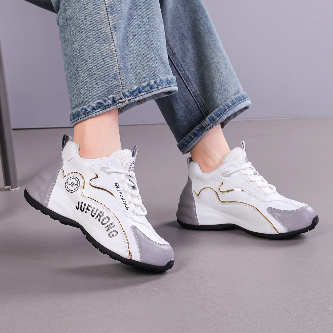 爆款2025新款皮面透气时尚潮鞋男女百搭休闲软底运动鞋防水减震鞋