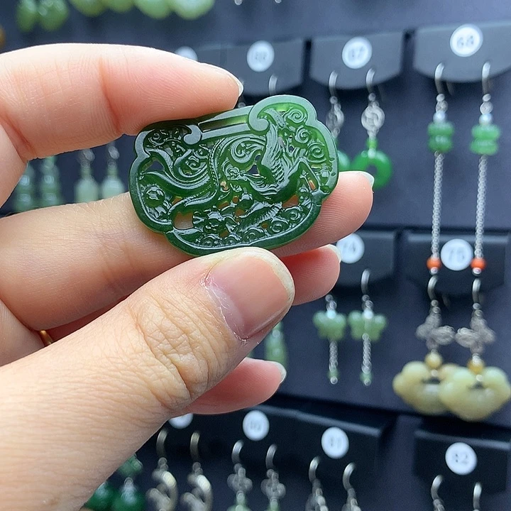 和田玉耳饰银S925镶嵌湘*