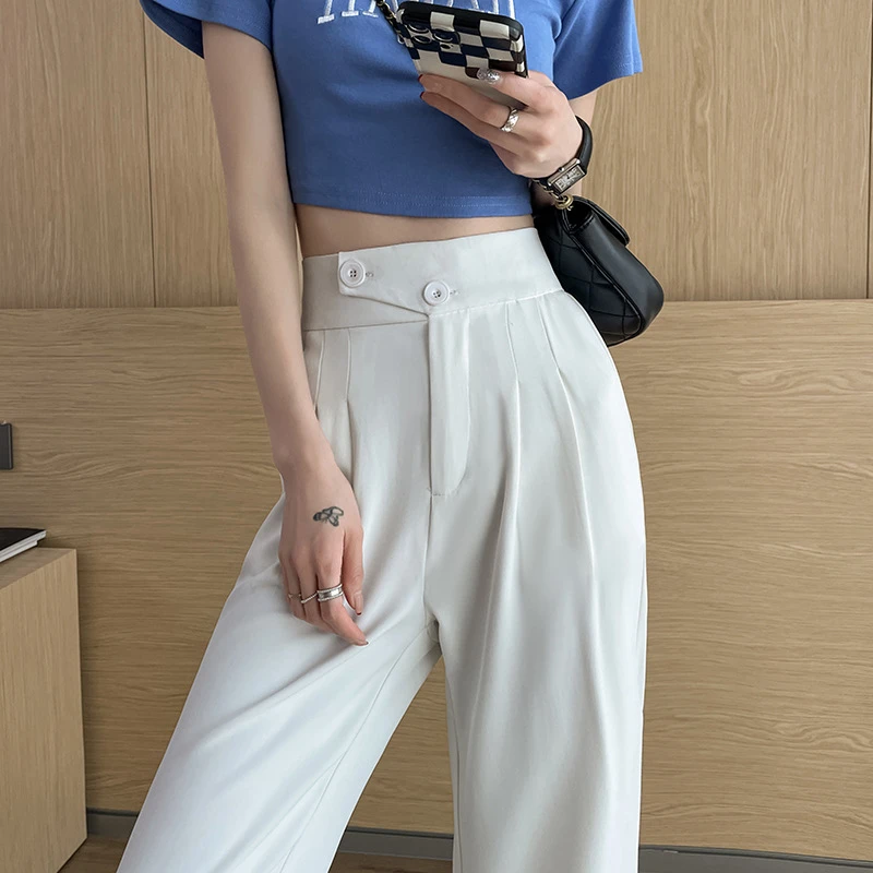 2023新款春秋女士阔腿裤百搭裤子休闲裤高腰西装裤夏季显瘦直筒裤