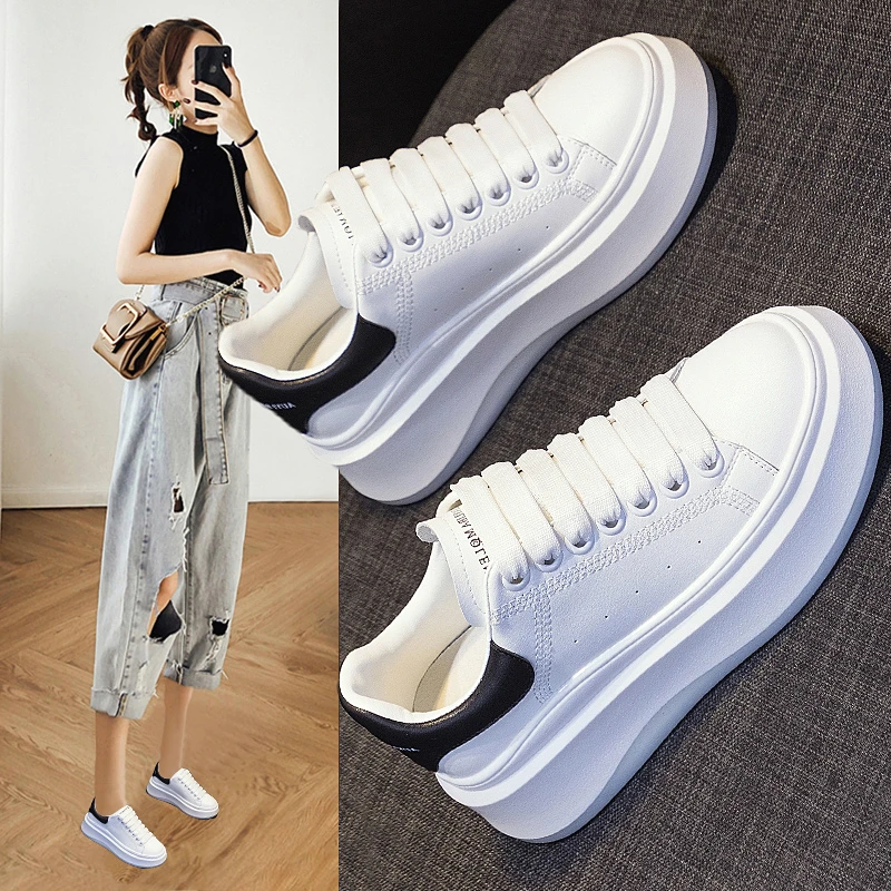 小白鞋女春季2025新款ins鞋子百搭厚底休闲运动单鞋学生板鞋