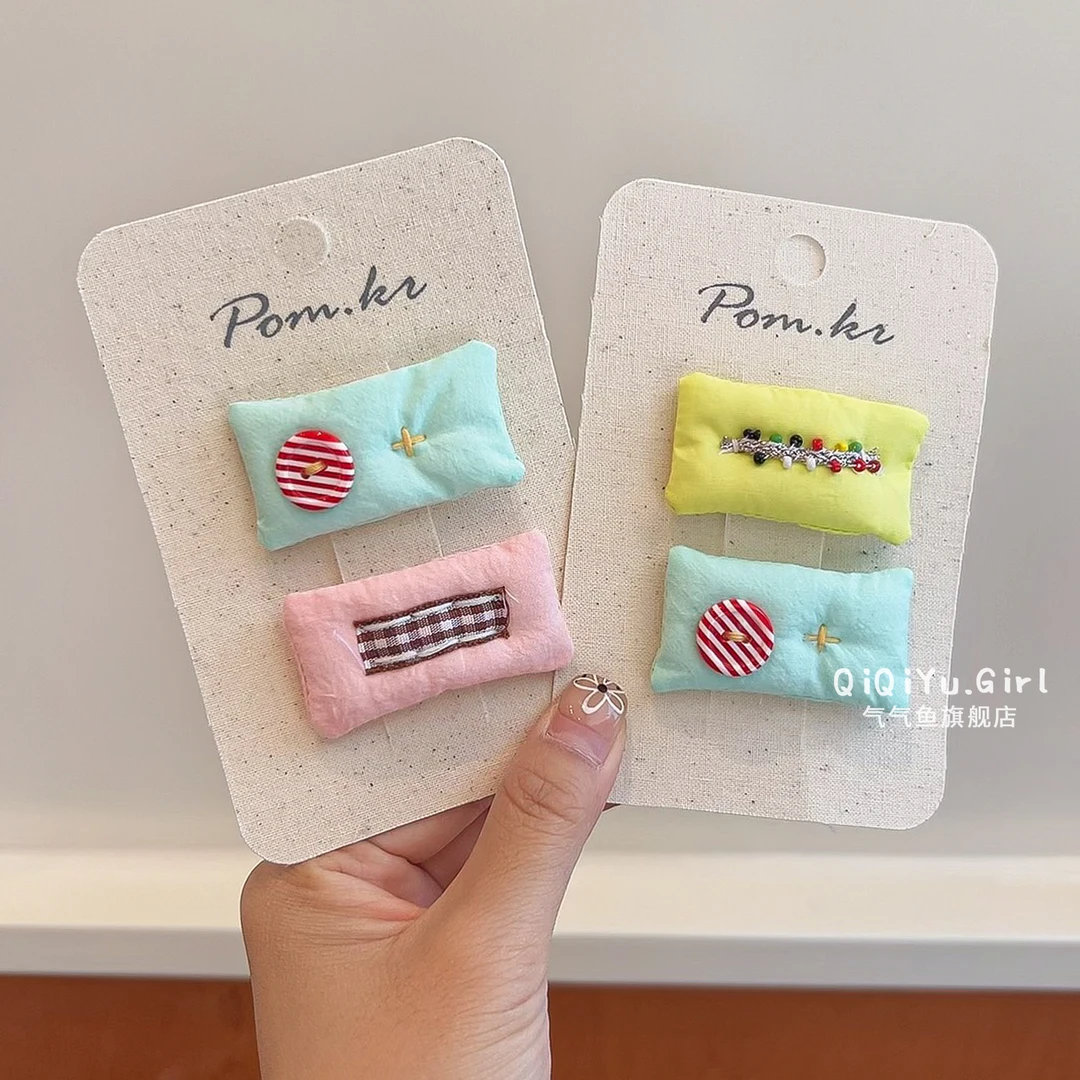 儿童新款韩系布艺刺绣花朵发夹女童侧边BB夹小女孩可爱刘海夹发卡