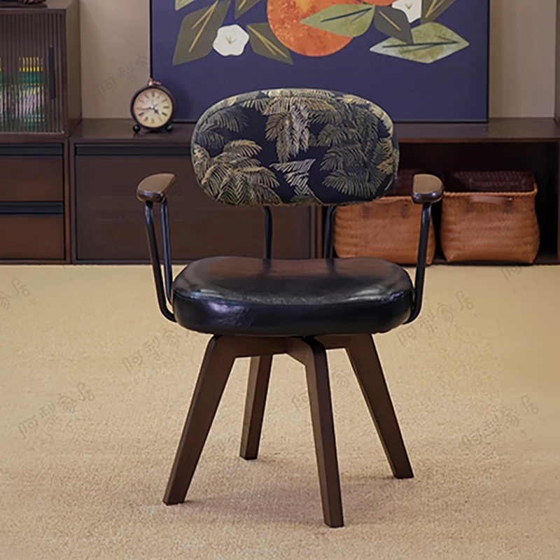 【椿野电脑椅】家用实木旋转沙发椅舒适久坐电脑椅靠背椅子书桌椅