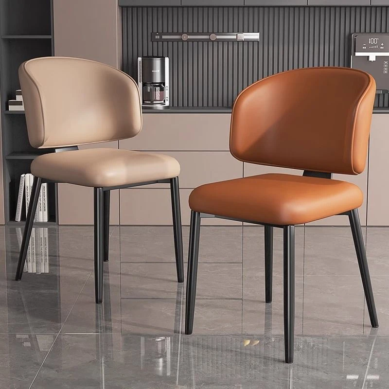 靠背椅高端简约意式餐桌椅子现代皮餐椅极简家用餐厅猫抓酒店轻奢
