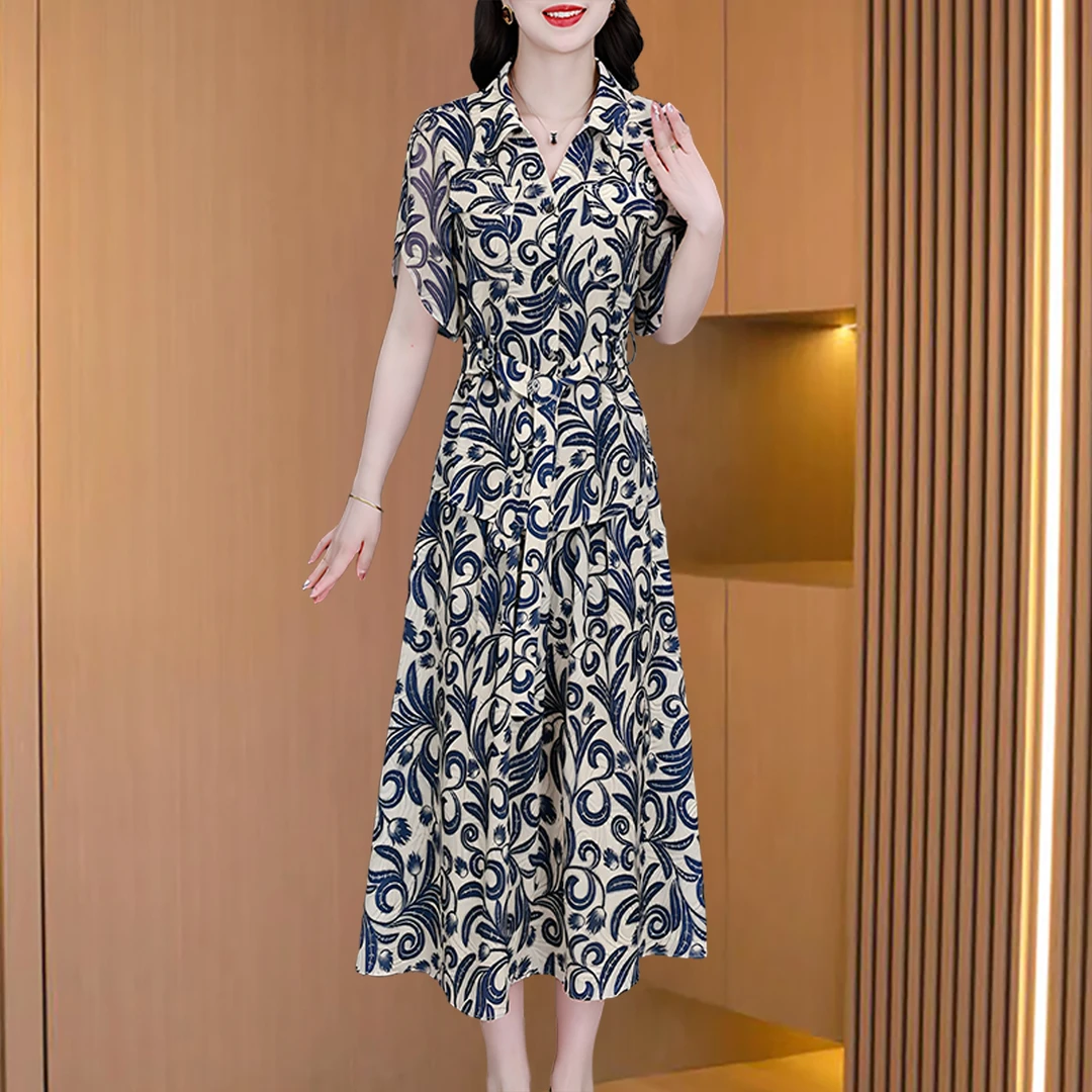 欧货雪纺连衣裙女夏季2025新款轻奢高级感小个子品牌高端气质妈妈