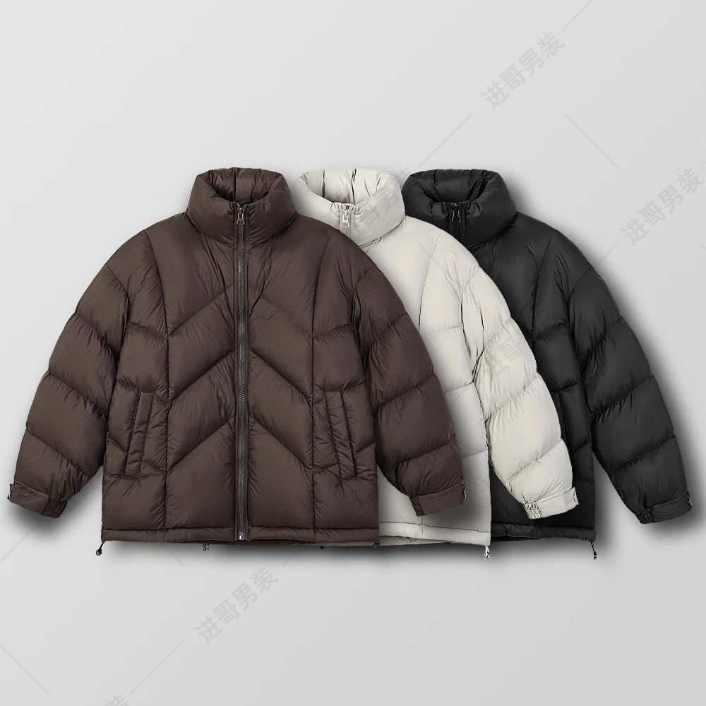 超轻泡芙鹅绒服90白鹅绒宽松羽绒服百搭男士冬季蓬松保暖羽绒衣