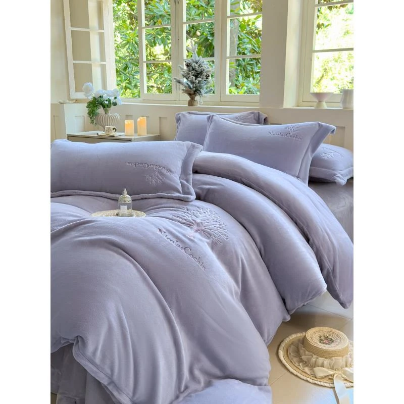 【欢寐】全消光刺绣工艺款即感绒四件套秋冬款