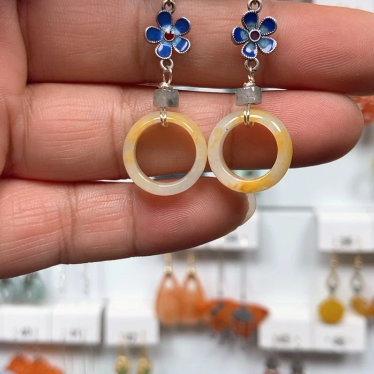 【闪购商品】翡翠耳饰银S925镶嵌优化耳饰