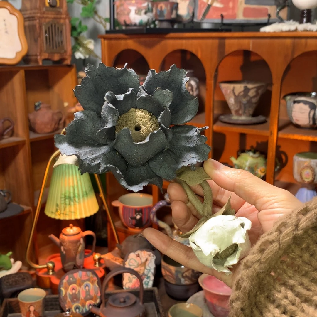 陶手捏香插摆件· 一杯歡喜浪漫器物