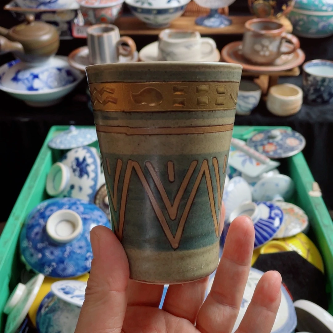 瓷片粗陶大号直筒杯