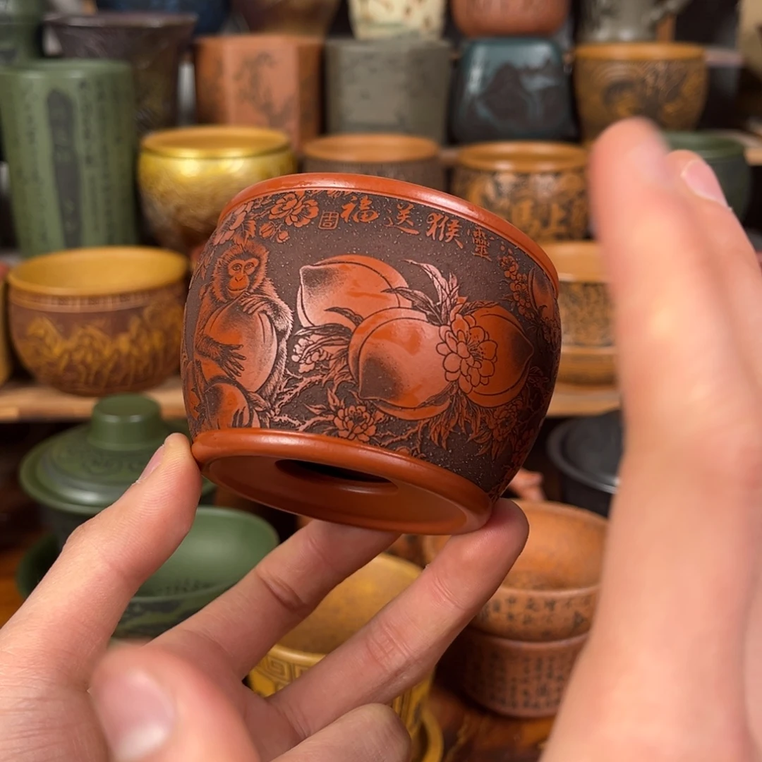 紫砂茶杯宜兴原矿紫砂杯