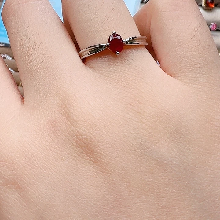 红宝石银S925镶嵌戒指