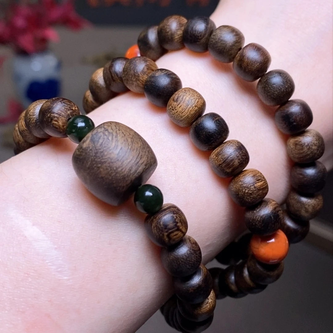 沉香手串越南芽庄紫棋瘤疤0.6×0.8配饰