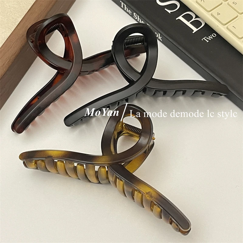 新款韩版磨砂质感鲨鱼夹发抓法式复古气质大号抓夹后脑勺发夹发饰