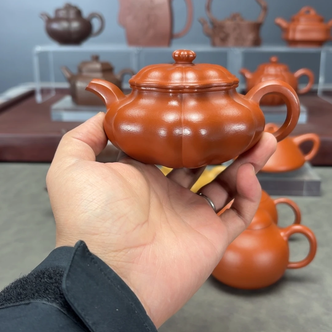 丁***登紫砂茶壶葵仿古200CC朱泥