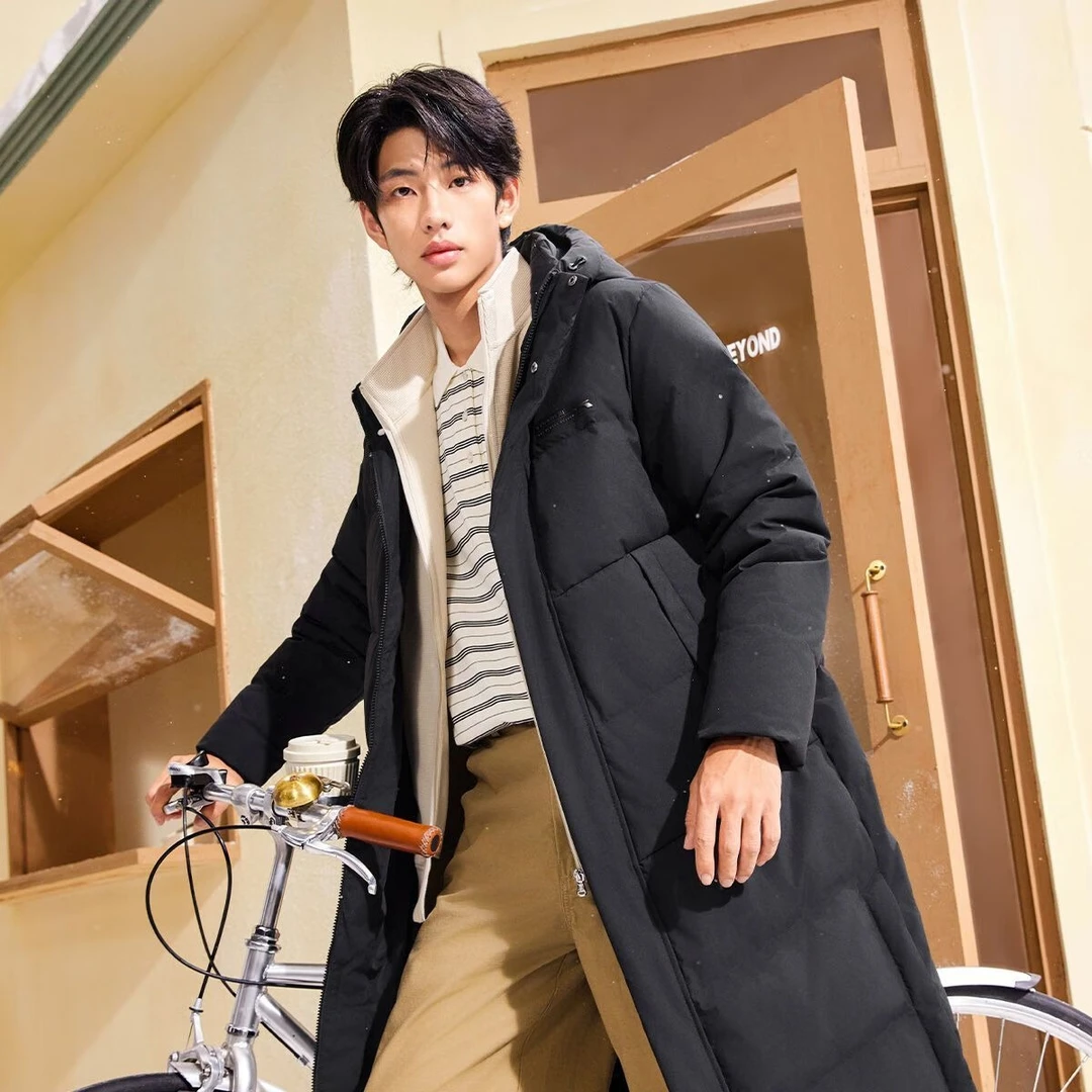 361°羽绒服男款冬季中长羽绒服户外舒适保暖运动连帽外套男