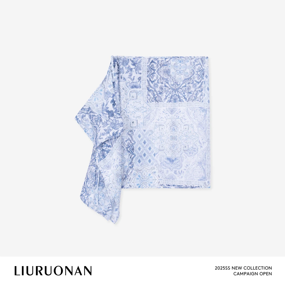 LIURUONAN 25SS【裙帘】原创别致设计复古印染不规则飘带半身裙女