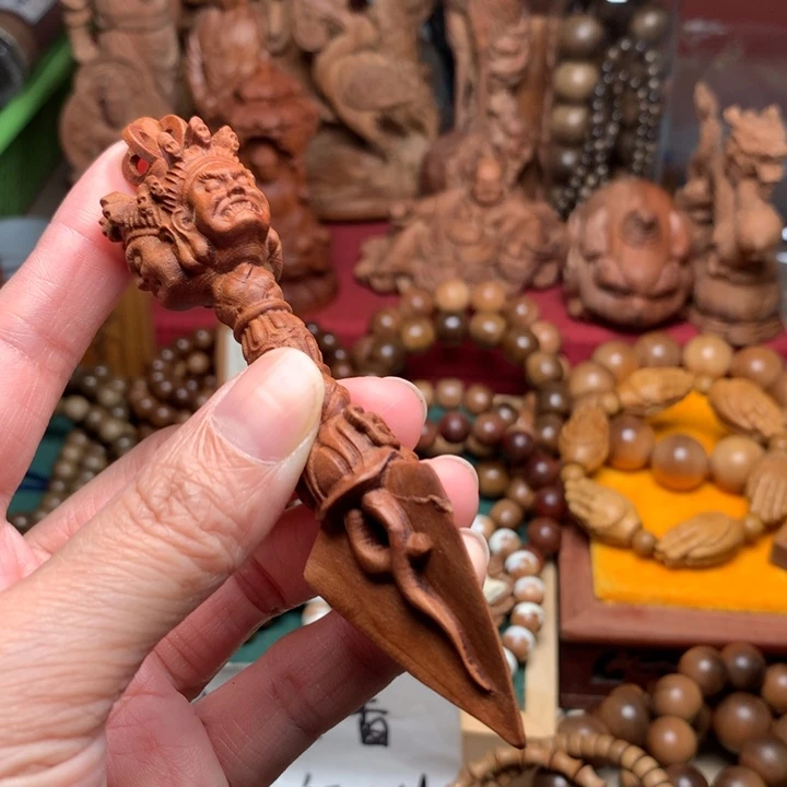 檀香木把件老山檀金刚杵瑕疵