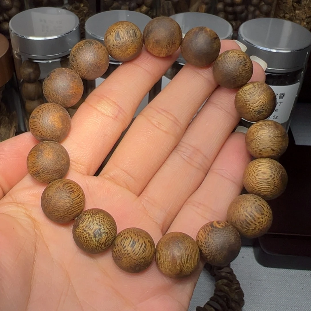 沉香手串沉浮金沙叶老料13mm/17.4g