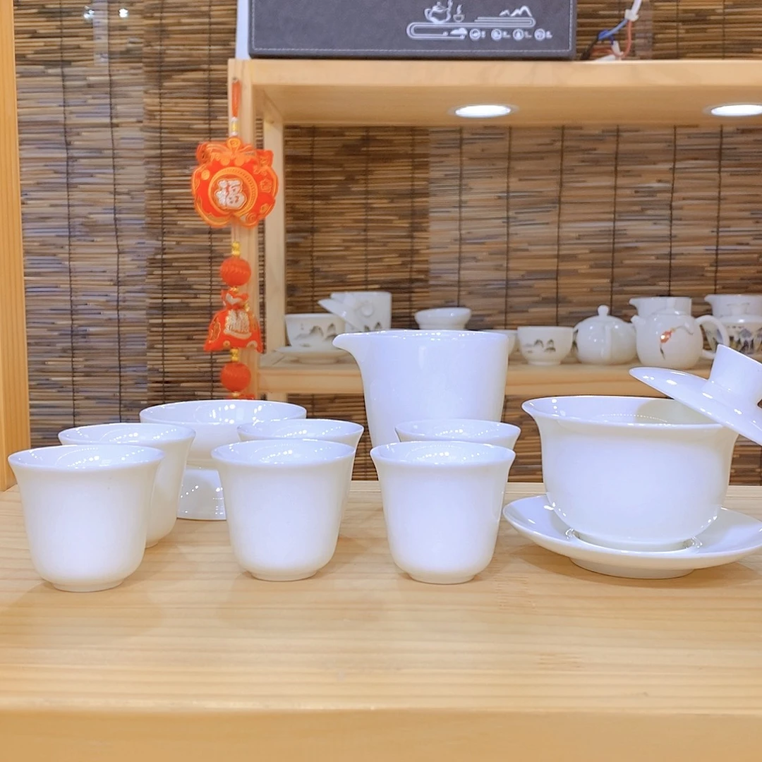 羊脂玉瓷茶具套装