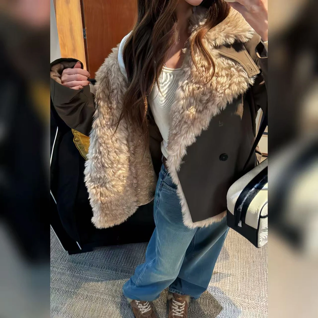 PCNY丨不理理「束腰暖风」时尚复古高级感保暖加厚毛毛外套女