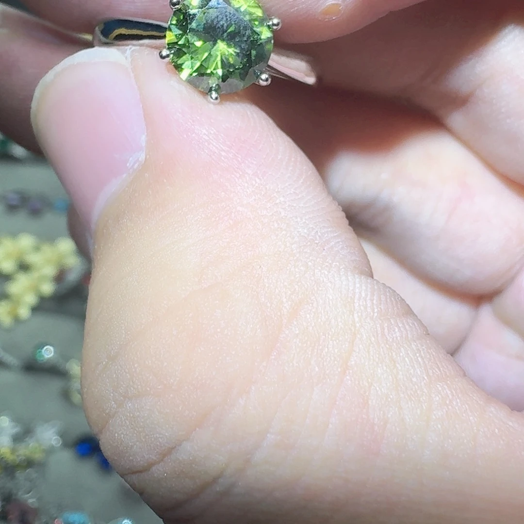 绿水晶戒指银S925镶嵌