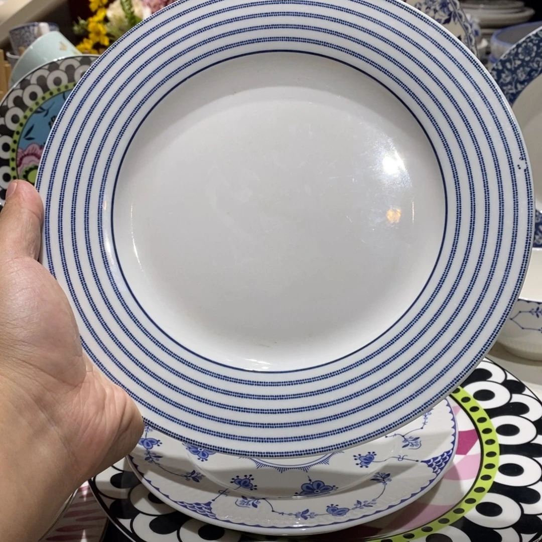 瓷微瑕线条八寸平盘