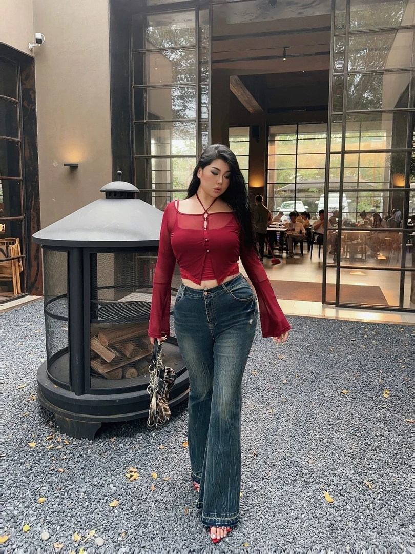 【尤米UM】性感纯欲大码辣妹纯欲性感背心＋开衫两件套酒红色开衫