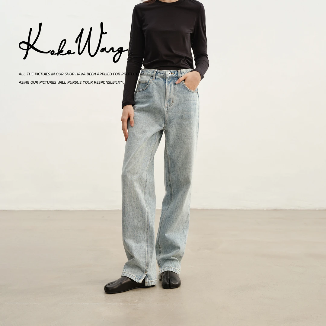 KOKOWANG【雾雪】新款进口土耳其bossa面料直筒牛仔裤N5465B15K10