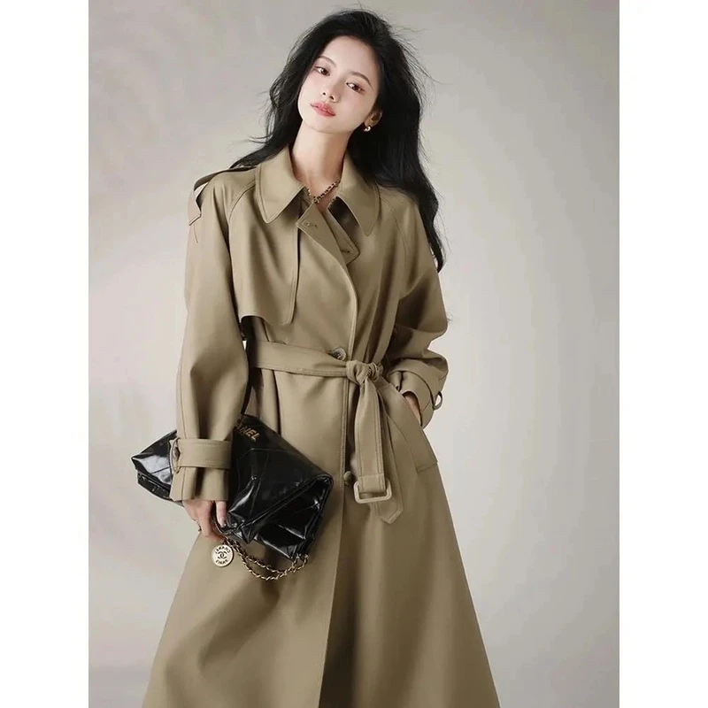 风衣女2025新款高级感气质休闲收腰宽松中长款过膝英伦风外套秋季