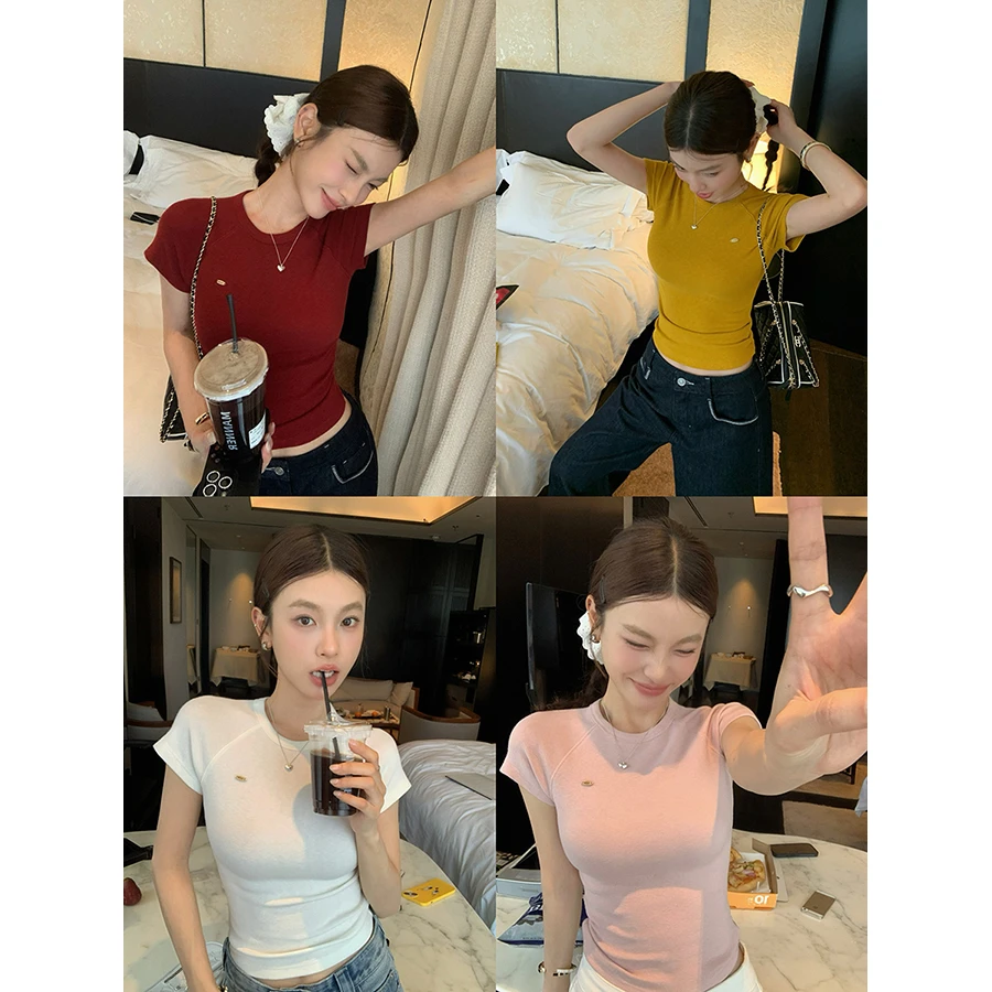 张贝贝 心动涩谷 插肩袖 韩系甜辣修身超模t