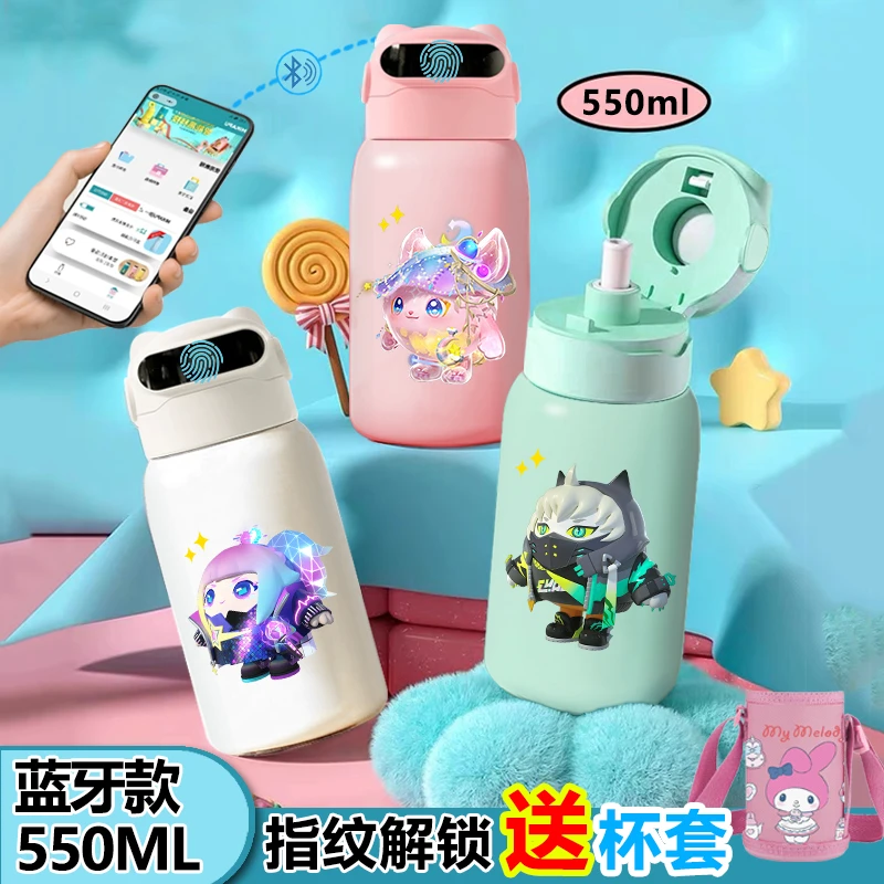 ins蛋仔派对指纹解锁智能保温杯食品级316不锈钢儿童水杯男女学生