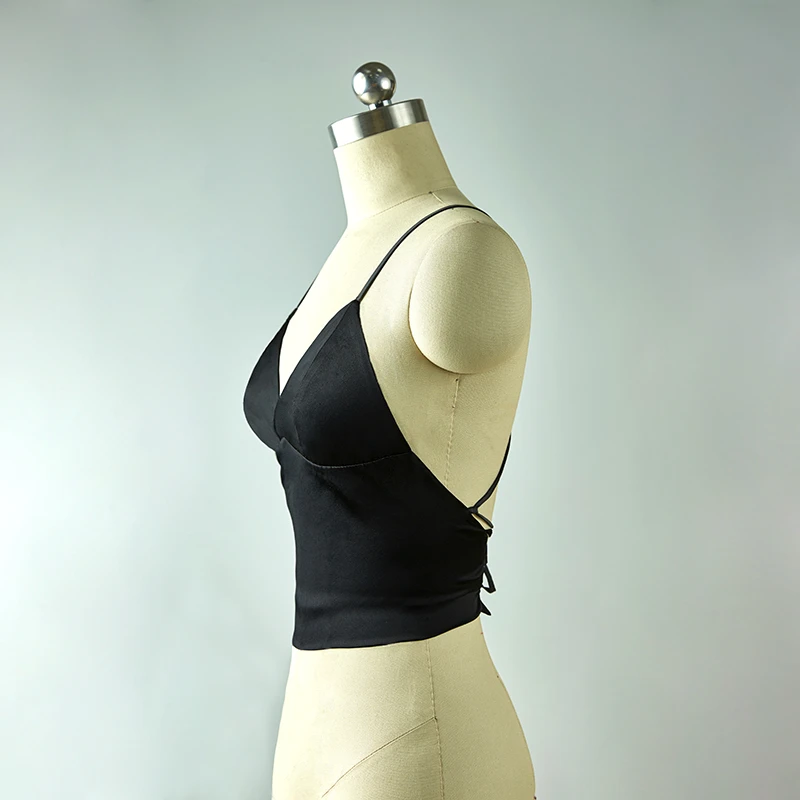 真丝桑蚕丝美背吊带背心内搭大露背无钢圈文胸一体内衣外穿