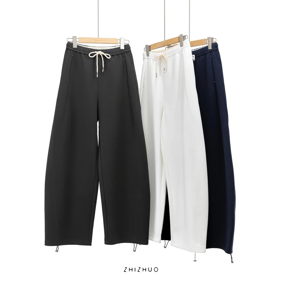 ZHIZHUO/悠闲日常 松紧腰头抽绳日常百搭垂感显瘦休闲卫裤