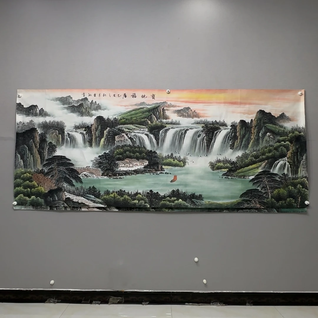 l***i国画横幅八尺精品山水贾敏