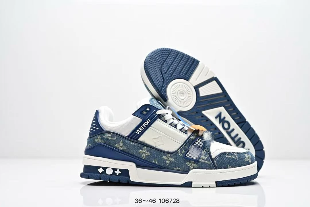 【莆田】防滑图案低帮耐磨情侣板鞋休闲鞋北卡蓝高智淡人风